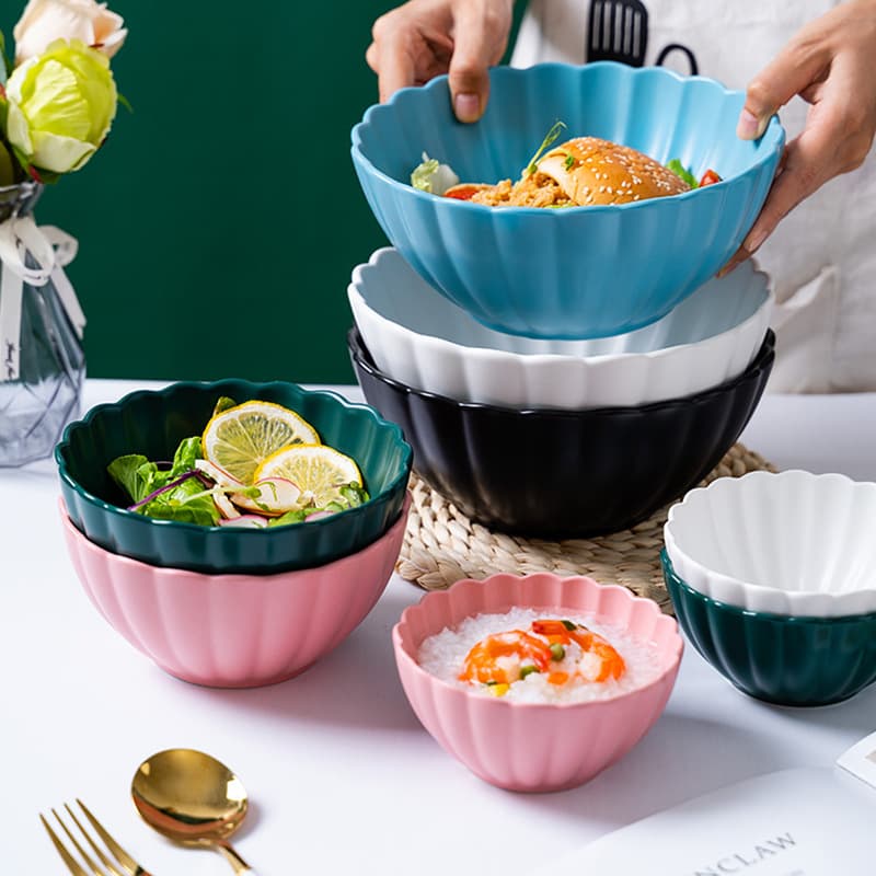 Household Underglaze Ceramic Bowl - Beautiful Rice Bowl, Soup Bowl, Vegetable Bowl, Dormitory Instant Noodle Bowl, Salad Bowl