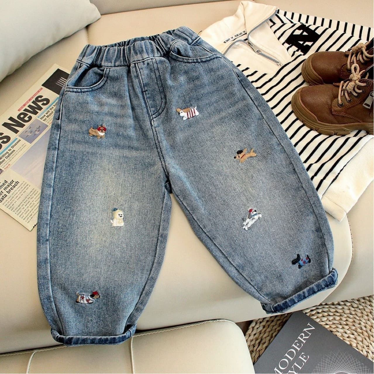 Boys' Jeans Spring and Autumn New 2025 Korean Version Men's and Women's Baby Washed Soft Pants Versatile Casual Pants Trendy