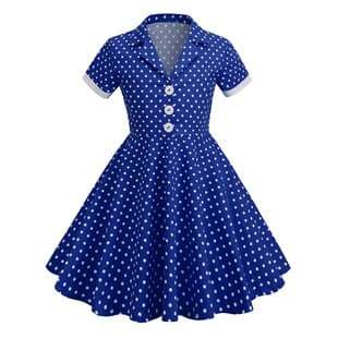 Amazon Cross-border European and American Girls' Dress Short Sleeve 2025 New Polka Dot Vintage Children's Princess Dress