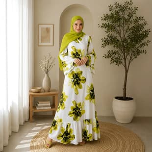 M393# Amazon and independent site best-selling loose tie-waist ruffled slit flared sleeve maxi dress