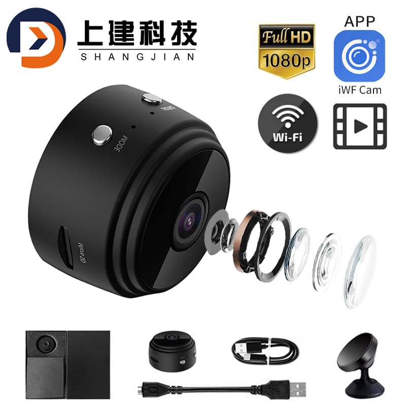 A9 Camera HD WiFi Action Camera Home Smart Security Monitoring Magnetic Suction Bracket Round Camera