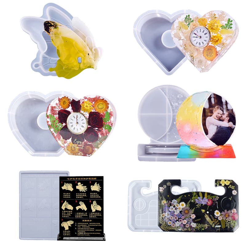 39 epoxy molds diy handmade manicure holder river table wash basin doorbell clock base silicone mold