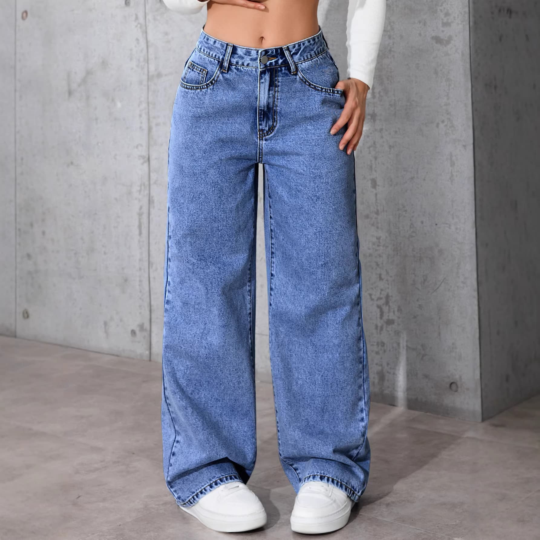 New Spring Summer Autumn Loose Casual Straight Jeans Unisex Minimalist Fashion Trendy Wide-Leg Long Pants