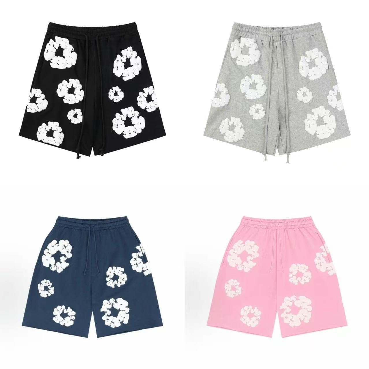 Cross-border high version Denim Tears Kanye's same foam kapok printed shorts 420g heavy cotton