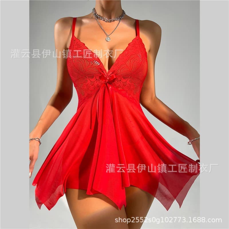 Cross-border EU/US Amazon AliExpress Summer Women Lace Mesh Sexy Lingerie Set Tempting Camisole Pajamas