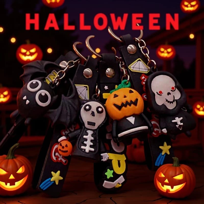 Cross-border Cartoon Funny Halloween Series Blind Box Figure Keychain Silicone Doll Bag Pendant Holiday Gift