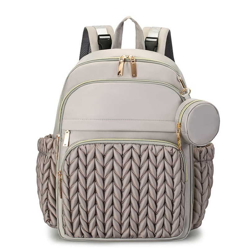 Trendy New Cross-Border Mom Backpack with Changing Pad and Bottle Pockets, Large Capacity Travel Organizer for Moms