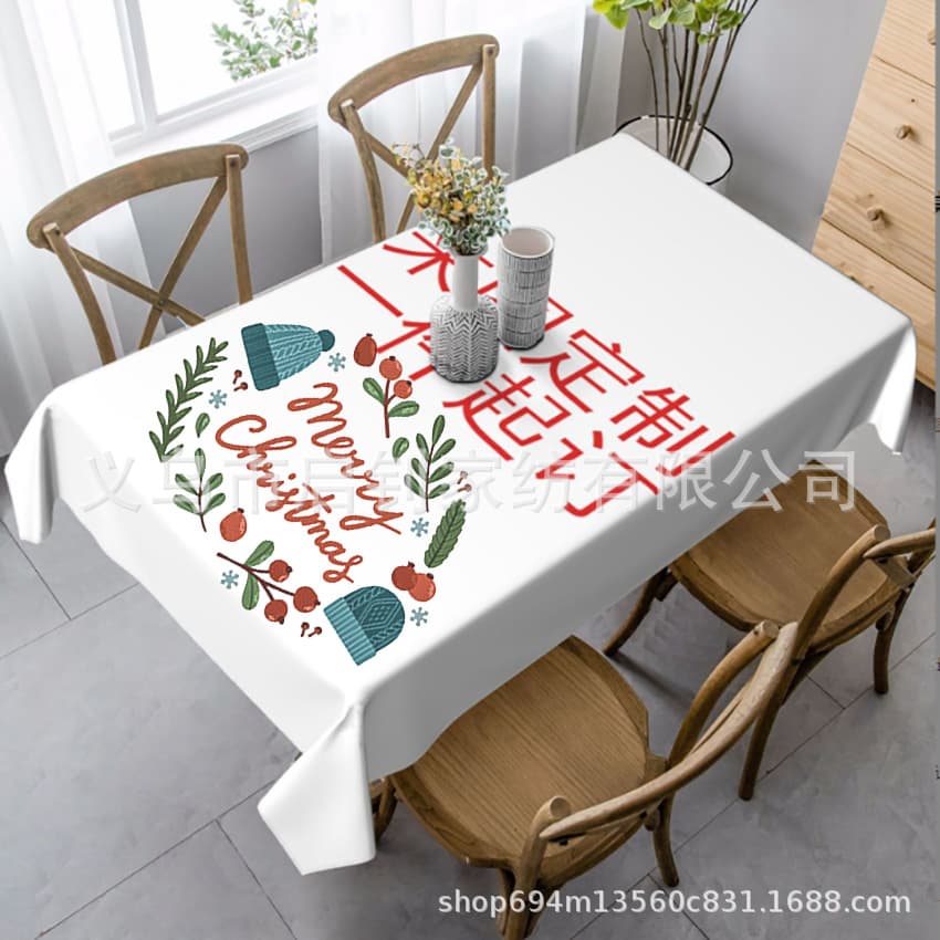 Cross-border polyester tablecloth digital print Christmas tablecloth waterproof oil-proof tablecloth festive holiday decorative fabric