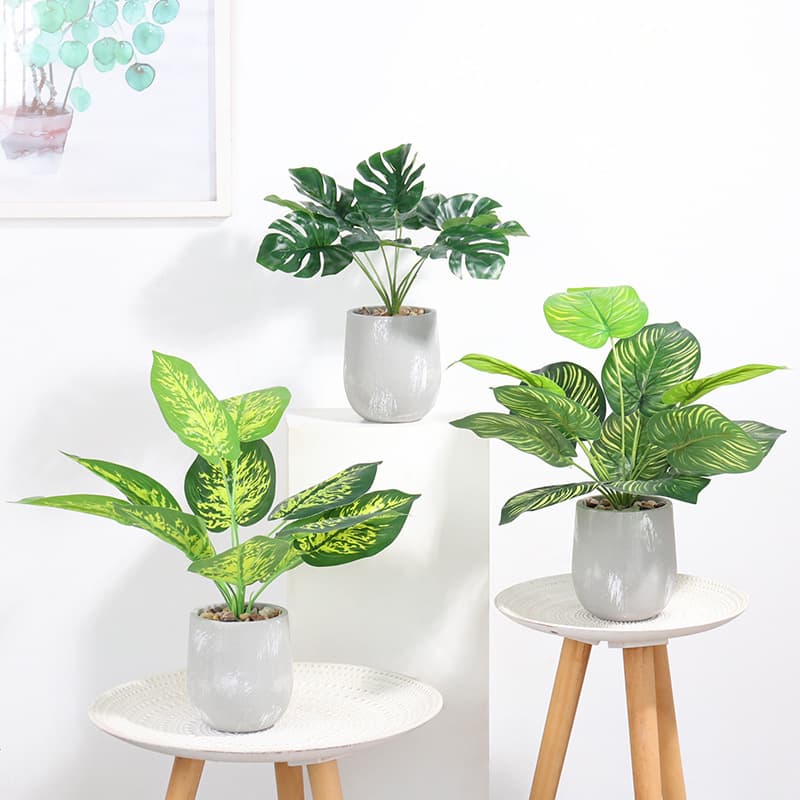 Light Luxury Nordic Style Artificial Green Ivy Plant Bonsai Fake Flower Arrangement Monstera Leaf Potted Plant Desktop Fake Plant Decoration