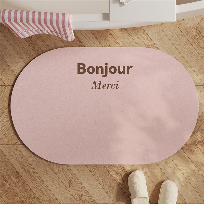 Korean-style Instagram aesthetic solid color bathroom mat, diatomaceous mud for quick-dry absorption, anti-slip and anti-fall mat for toilet and bathroom entrances.