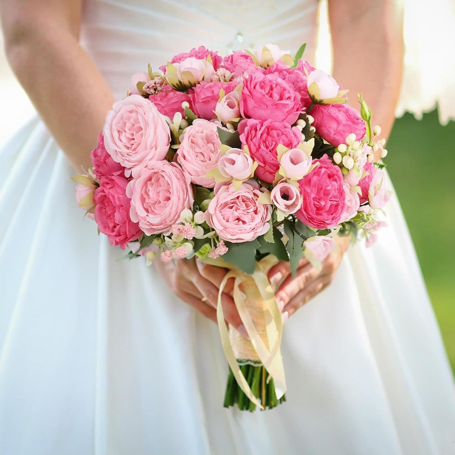 Cross-border Simulation Peony Flower Artificial Bouquet Home Wedding Decoration Silk Rose Ornament Fake Flower Wholesale