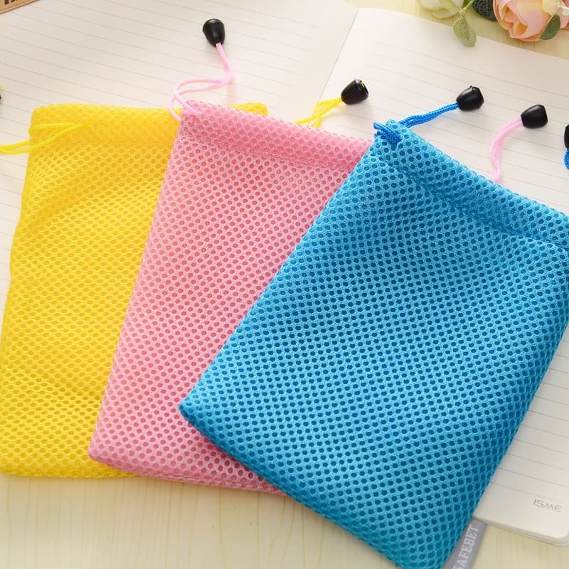 Multi-layer sandwich mesh bag, mesh drawstring bag, outdoor supplies basketball storage bag, single-layer mesh drawstring bag