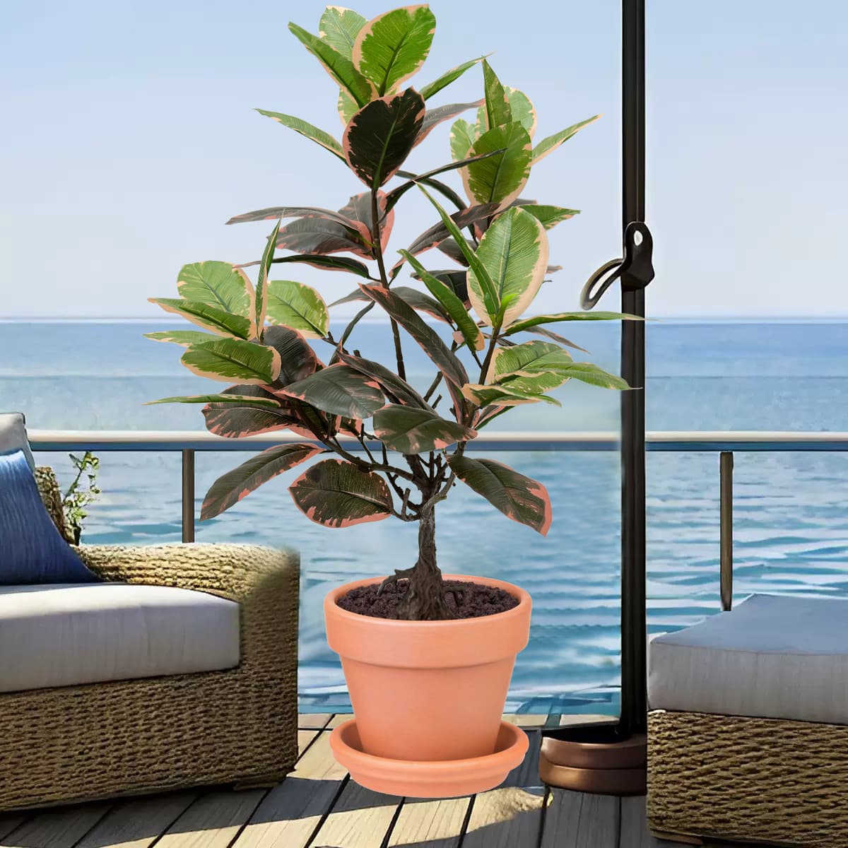 Amazon's best-selling artificial tree, black diamond, orange and white rubber tree, green plant, artificial tree, artificial plant, bionic green plant