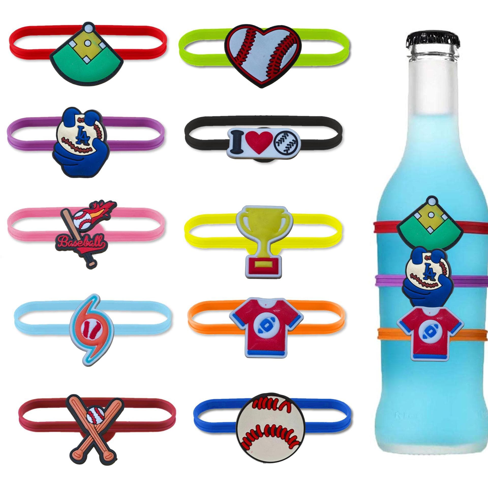 Baseball Creative Silicone Cup Markers SHEIN KTV Bar Beer Cocktail Glass Identifiers
