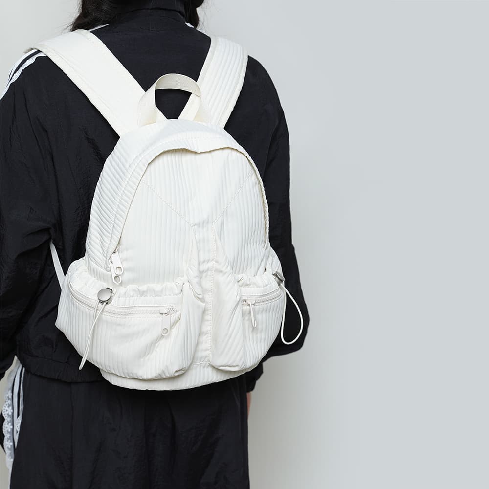 2026 Korean Style Striped Pleated Backpack, Small Backpack for Women, Lightweight Waterproof Travel Commuter School Bag, Cross-Border Bags