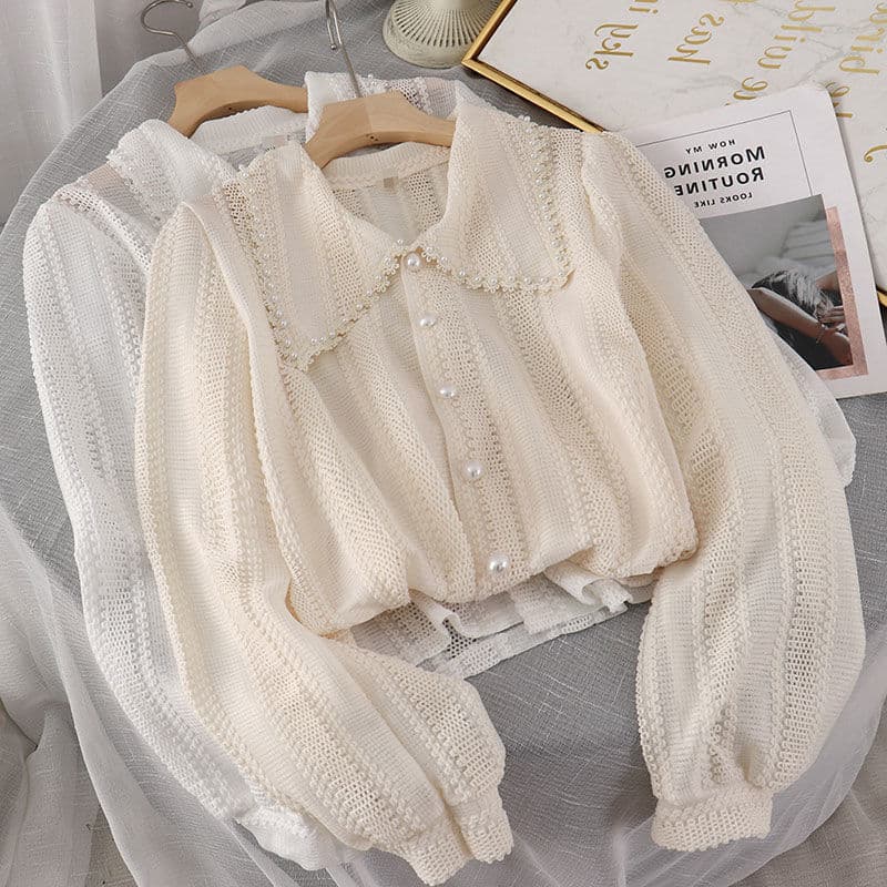 New Early Spring Fairy Style Women's Blouse Fashionable Doll Collar White Shirt Design Sense Niche