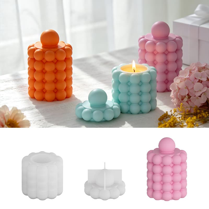 DIY resin gypsum cement wave dot bubble bead storage jar aromatherapy candle cup ornament silicone mold