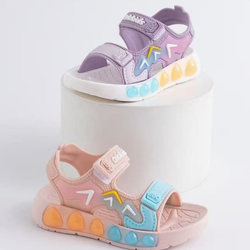 Summer New Children's Sandals Korean Style Casual Plaid Soft Bottom Girls Sandals Non-Slip Abrasion Resistant Girls Beach Sandals