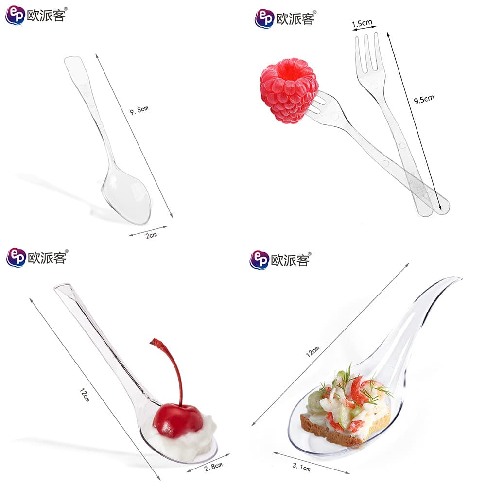 PS Plastic Cross-border Transparent Dessert Spoons (10cm/12cm) for Cakes and Mousses, In Stock