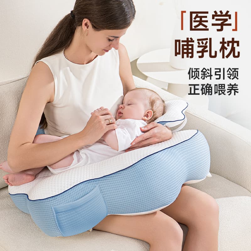 Nursing Pillow for Postpartum Feeding, Wedge Pillow for Breastfeeding, Baby Waist Support Cushion, Lying Feeding Pillow, Wrap-Around Design