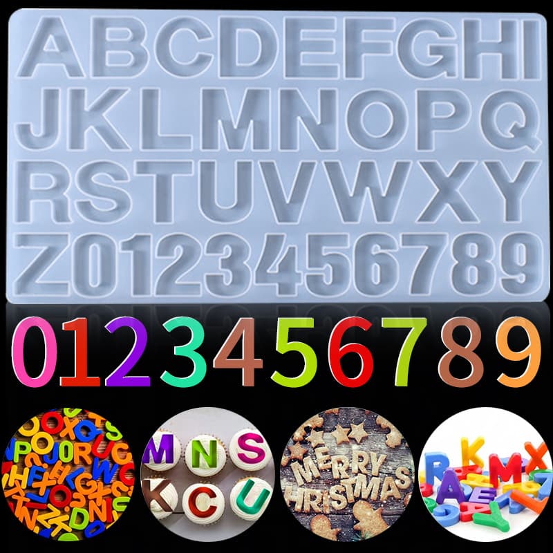 DIY Epoxy Resin Alphabet Pendant Mold, Amazon Number Resin Keychain Silicone Mold Wholesale