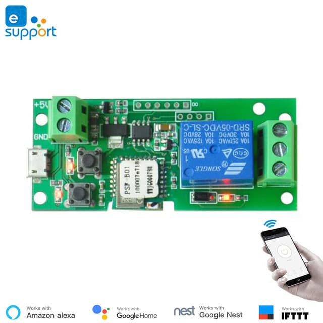eWeLink 5-32V Smart Switch Alexa Remote Voice Control Switch Momentary Self-Locking Module