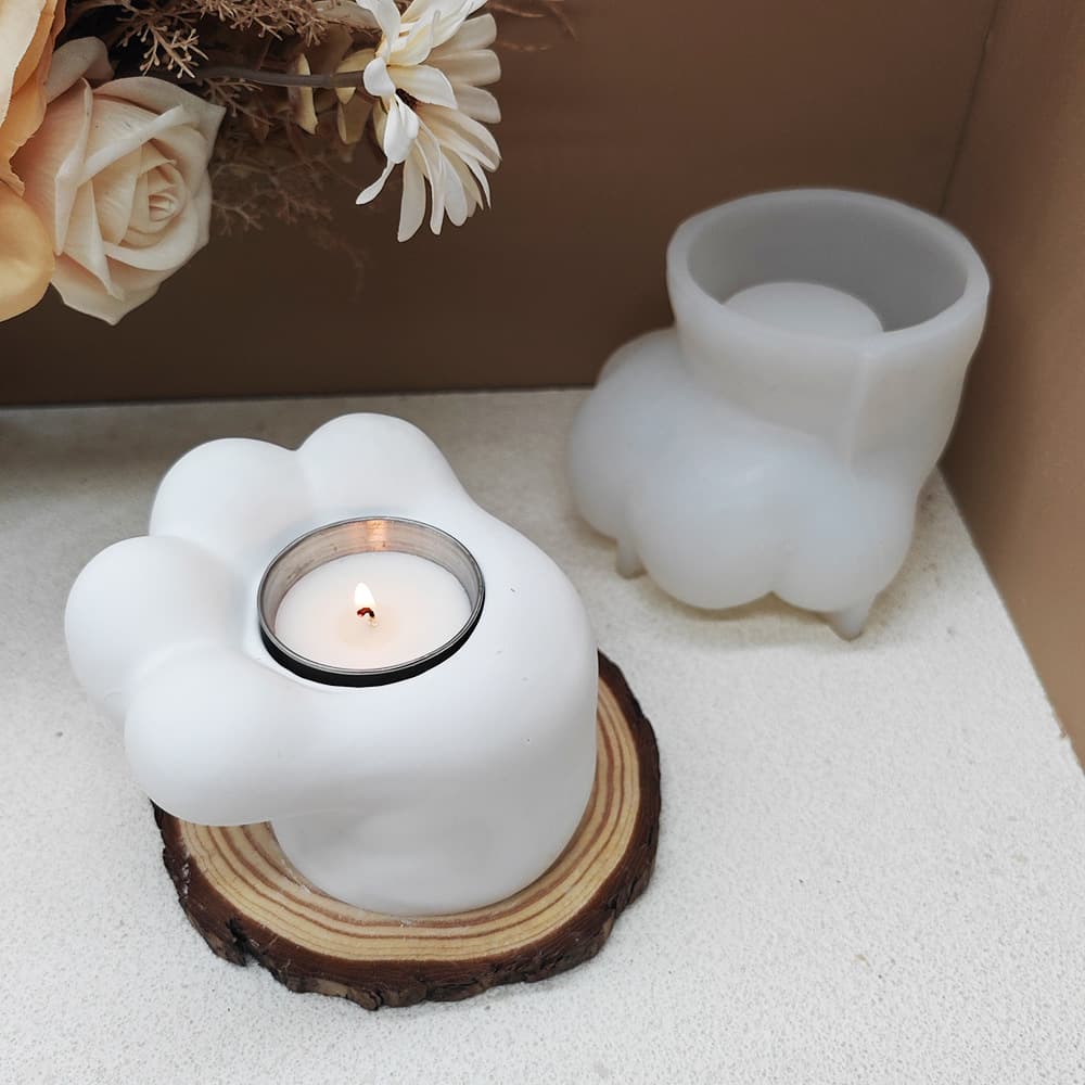 Quan Mingxiang cute cat paw candlestick silicone mold cartoon diy animal paw candle cup gypsum cement mold