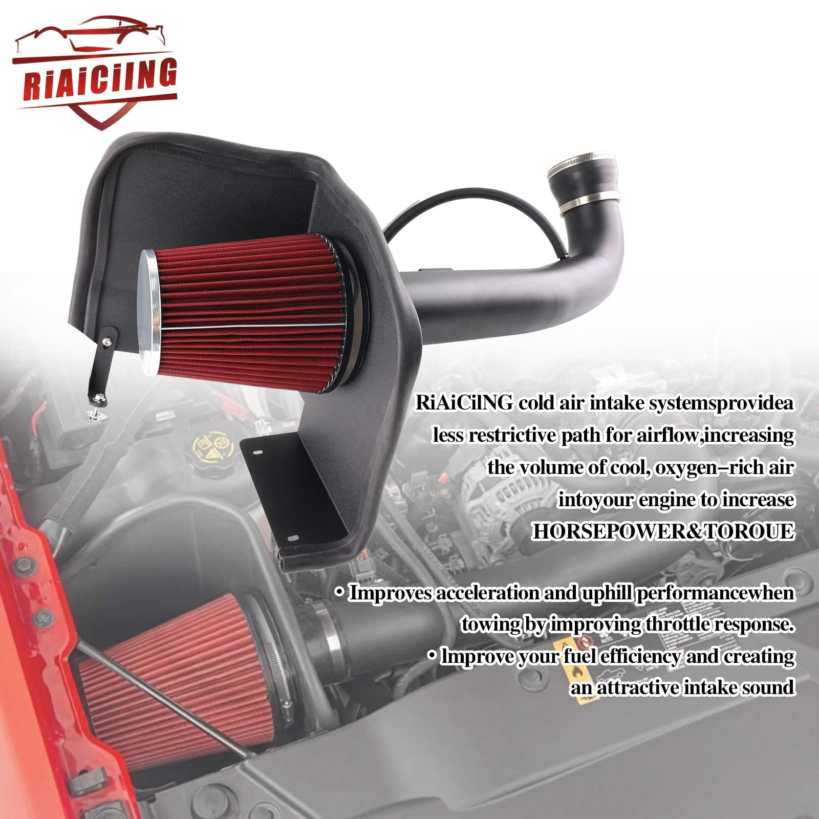 Cold Air Intake Kit with Heat Shield for Chevrolet GMC Cadillac