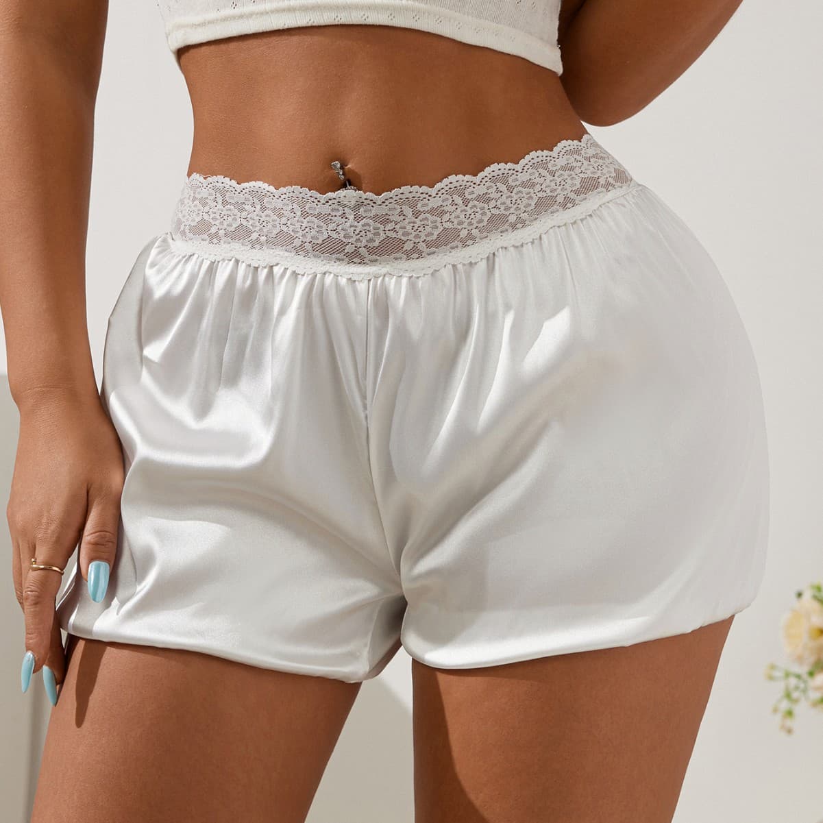Curated Lace Shorts for Women Sexy Anti-Exposure Wearable Safety Shorts Thin Loose Comfortable Home Layering Sleep Shorts