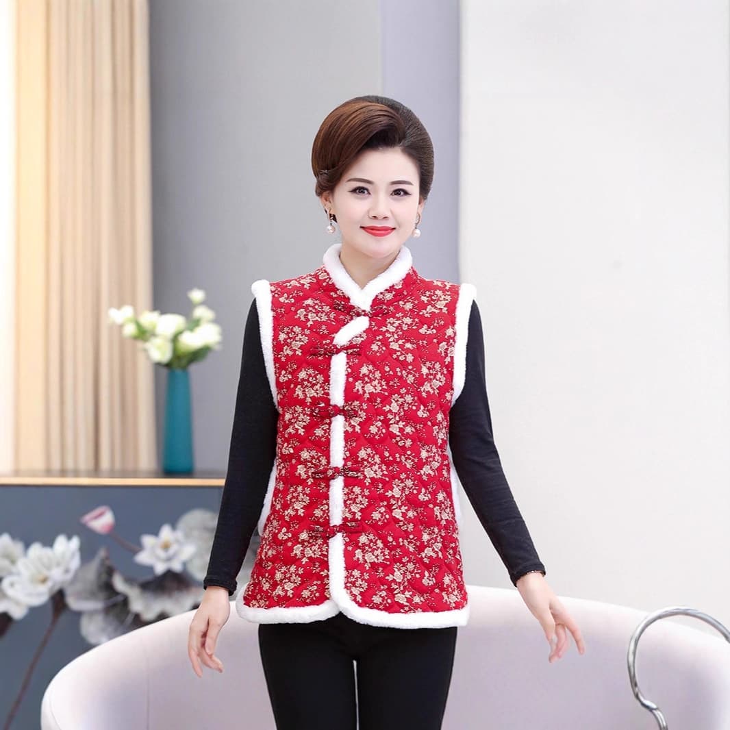 Bestseller retro flower-patterned cotton-padded waistcoat for women, 2025 winter new style stylish Northeast large flower small cotton-padded jacket waistcoat top.