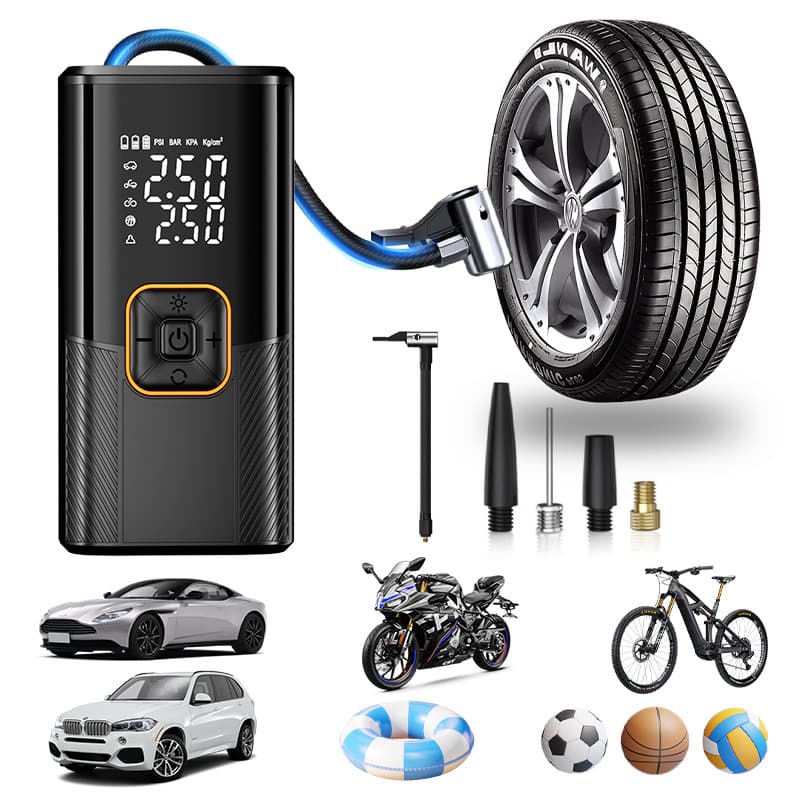 Dual screen digital display portable mini car air pump electric tire ball pump air pump car home dual use