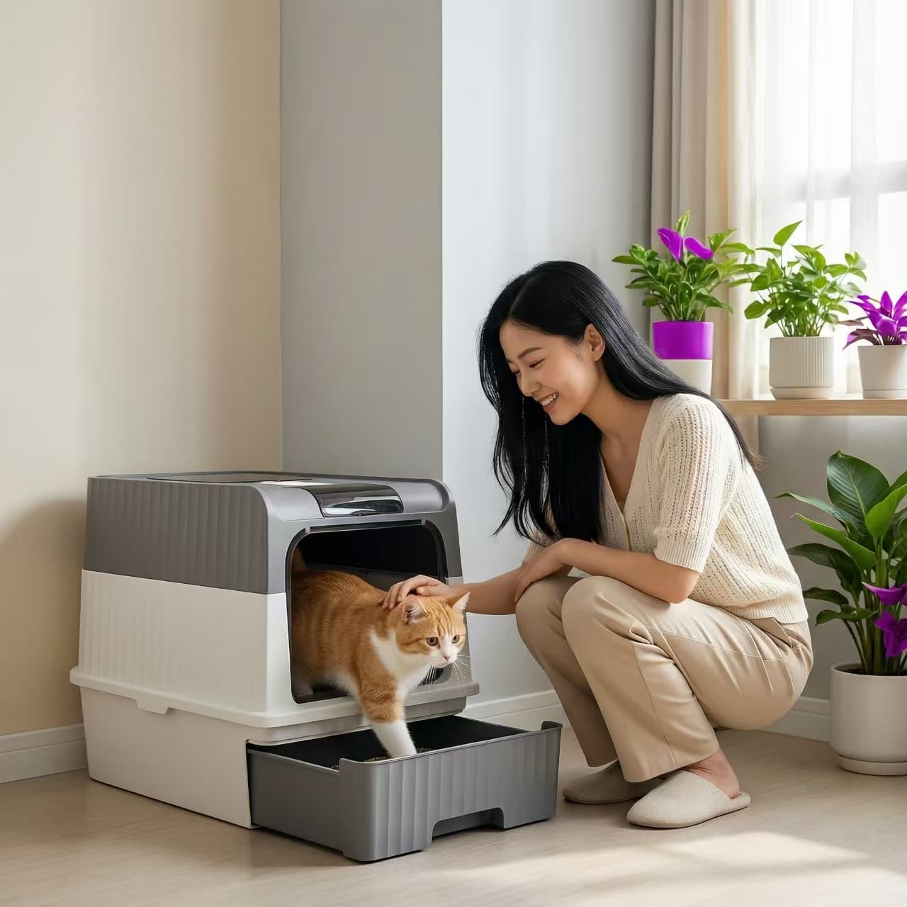 Fully Enclosed Cat Litter Box with Uv Sterilization and Deodorization, Drawer-Style Cat Toilet, Splash-Proof, Drop-Shipping, Cross-Border Pet Products