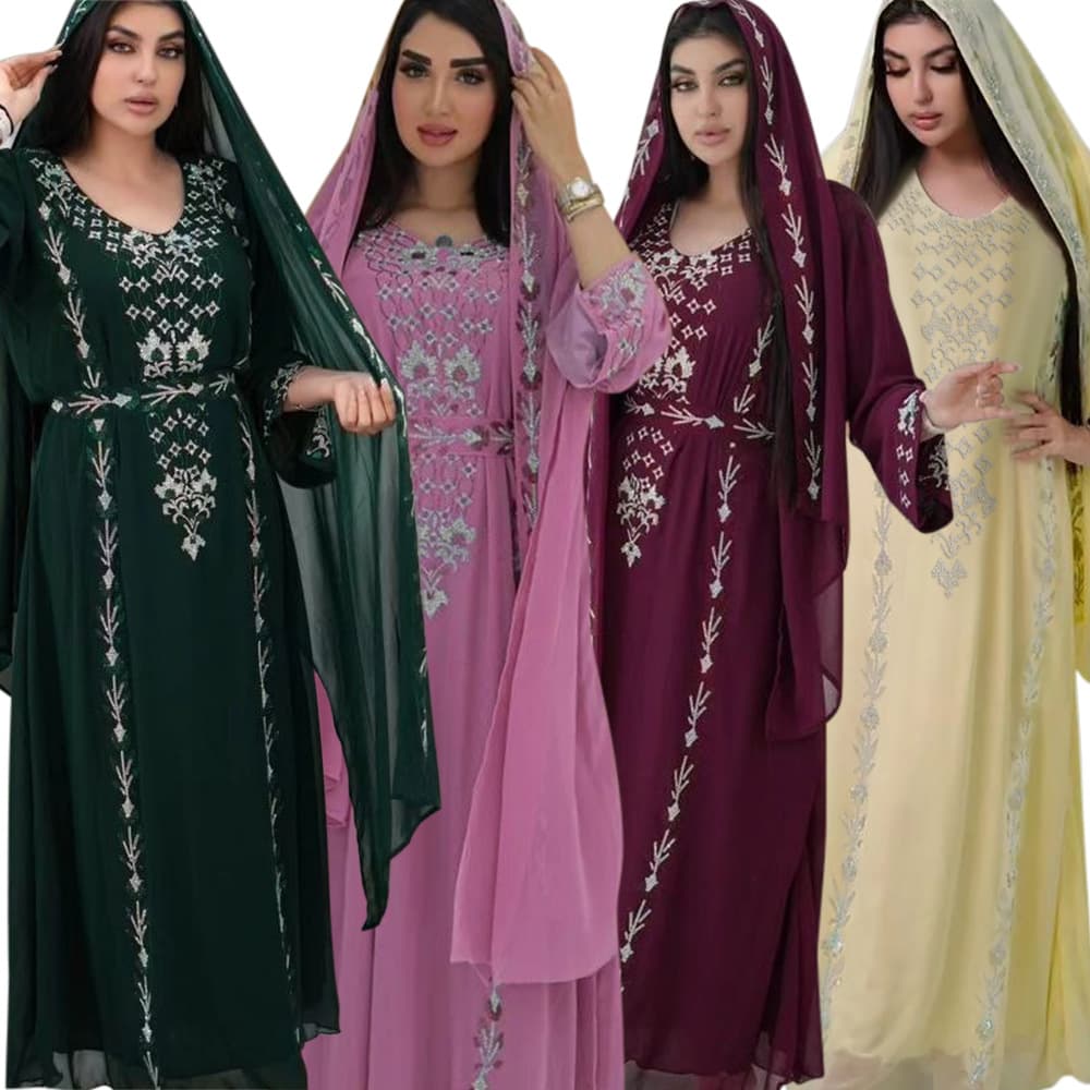 Xqy500281 Cross-Border 2024 Summer Amazon New Style Robe with Rhinestones for Home and Outdoor Wear Dress