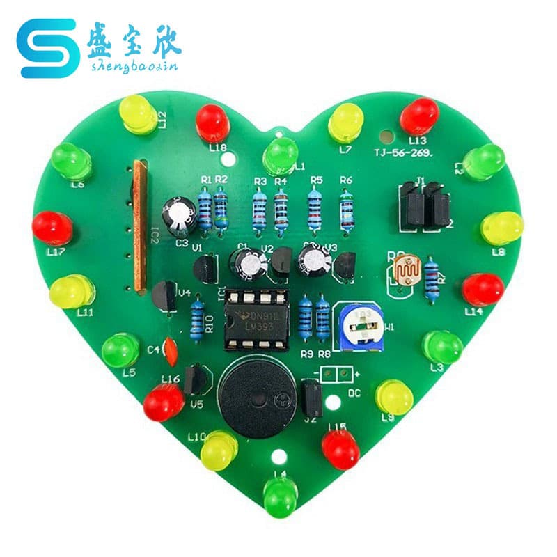 Light-Controlled Music Heart-shaped Light Kit 18 LED Colorful Light Control Electronic DIY Components TJ-56-269