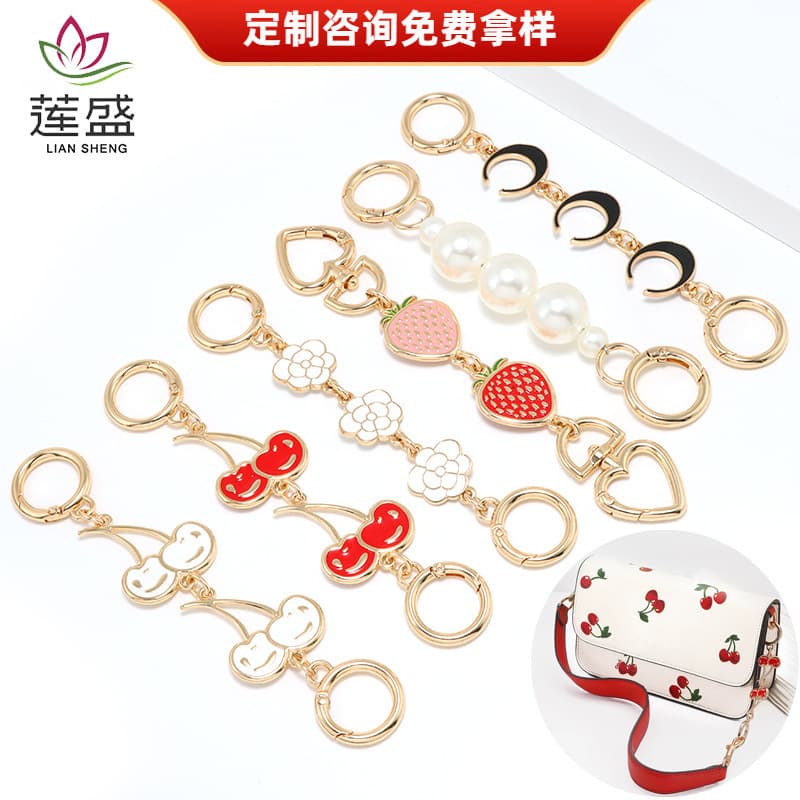Cherries Decoration Metal Chain Strap Non-fading Extended Shoulder Bag Strap for Mini Bags Modification Wholesale