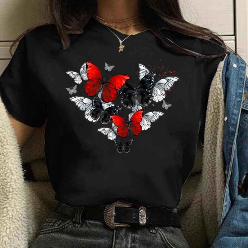 Spring and Summer Women's Top European and American Rose Gold Wine Cup Cartoon Round Neck Base Shirt Cute Casual Women's T-Shirt Women's Summer