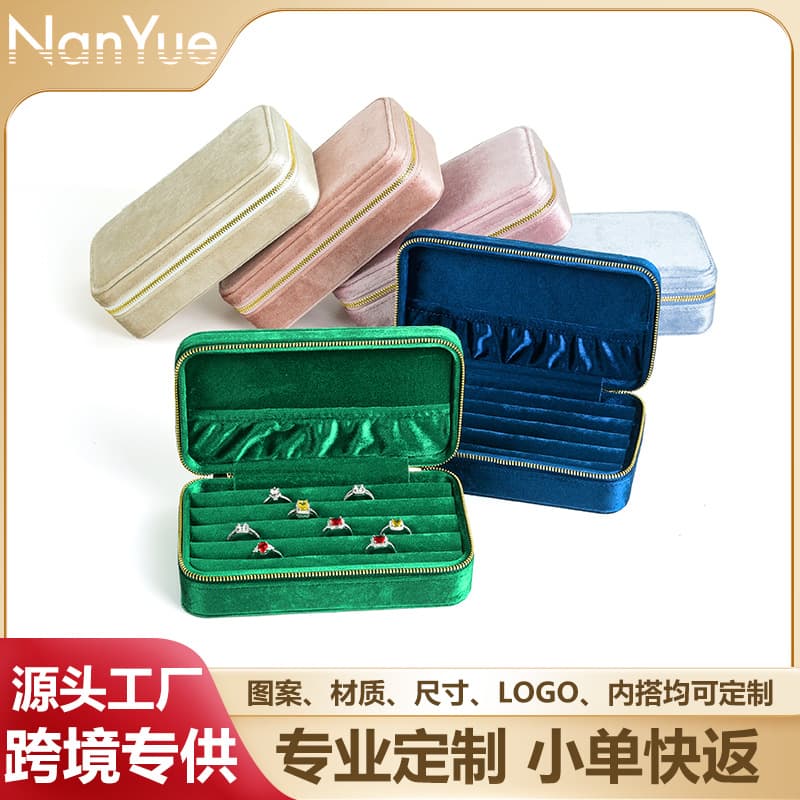 Factory Direct Jewelry Box Storage Organizer Cross-Border Wholesale Velvet Jewelry Box Earring Ring Storage Box Customizable Sample