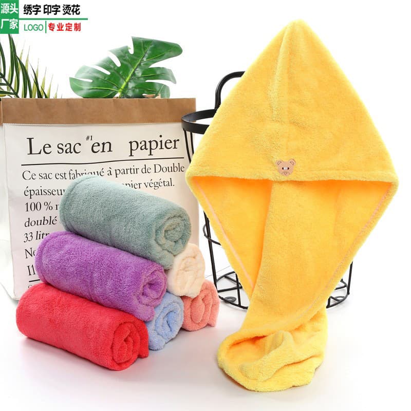 Women's hair drying cap, extra absorbent, quick-drying, thickened, triangular hat, coral fleece long hat, shower cap, hair drying towel