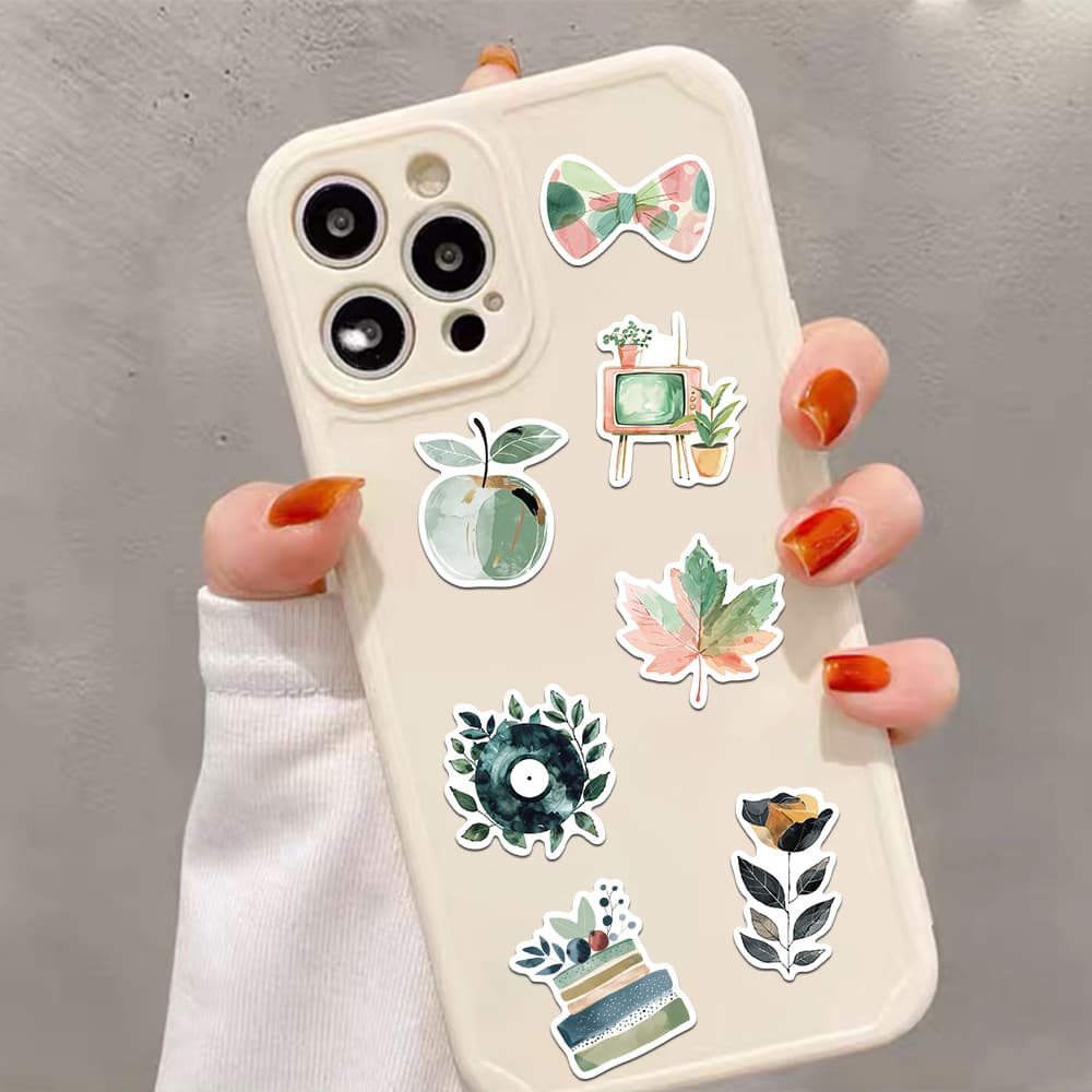 50 Forest Boho Hand-Drawn Stickers DIY for Luggage Phone Case Decals Scrapbooking Supplies Wholesale