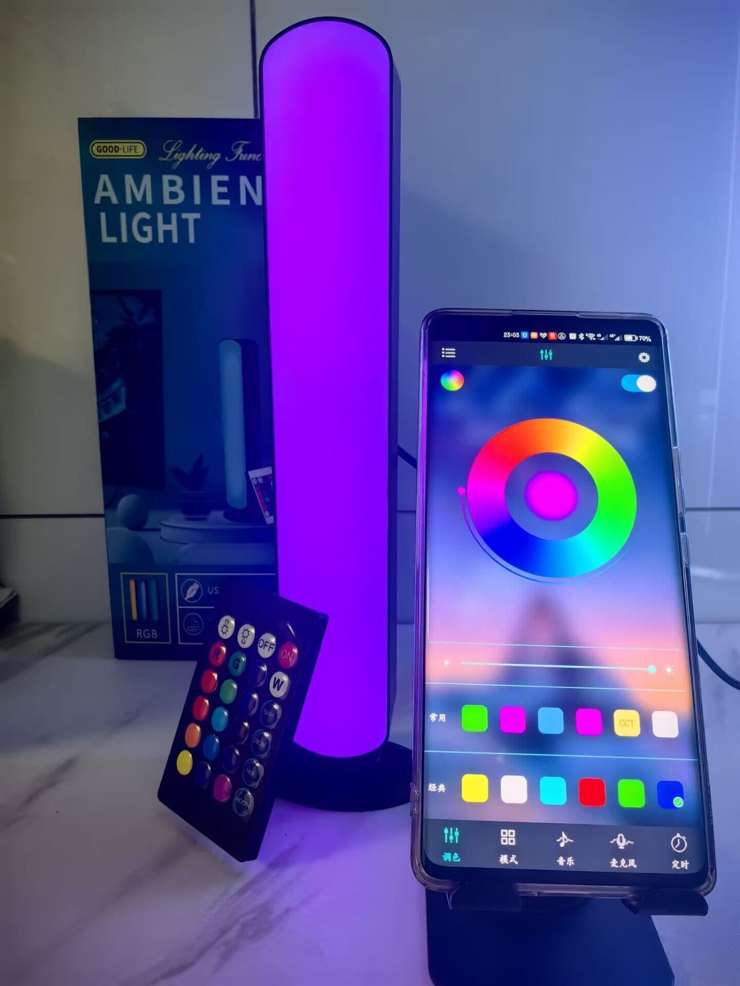 Ambient Light for Bedroom Mood, Gaming Room Decor, Computer Desk, Live Streaming Music Rhythm Ambient Wall Wash Light with Sound Pickup