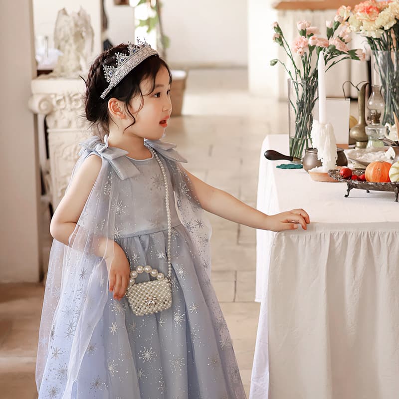 Fashionable princess handbag, sweet pearl mini baby shoulder bag, cute bow fashion chain children's bag