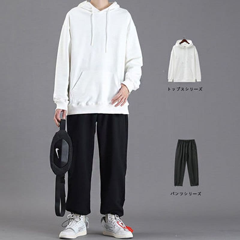 Autumn Winter Hooded Sweatshirt Set for Men with Drawstring Long Pants, Youth Student Plus Size Versatile Two-Piece Set