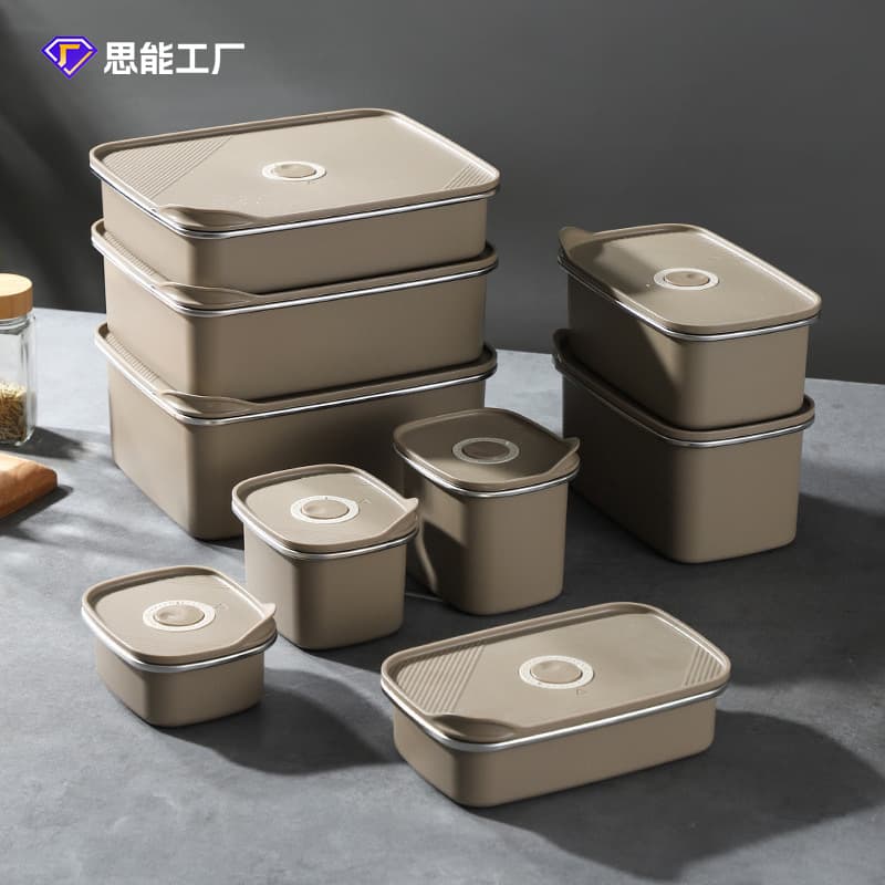 304 Stainless Steel Fresh-Keeping Box Fruit Box Bento Box Kitchen Fridge Sealed Storage Box Picnic Box Lunch Box