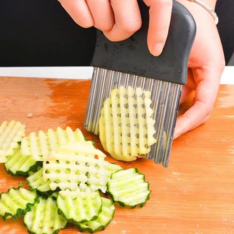 Household Stainless Steel Potato Knife Fancy Cut Tool French Fry Wavy Blade Vegetable Cutter Crinkle Cut Potato Knife