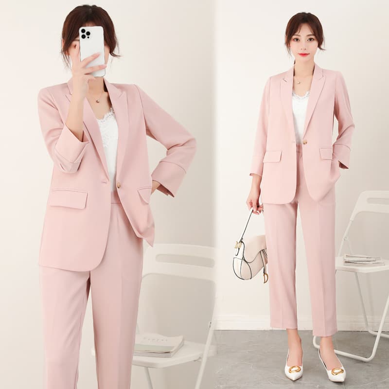 2132 Large size women's thin three-quarter sleeve small suit jacket for fat mm women with drapey slimming professional nine-quarter pants suit