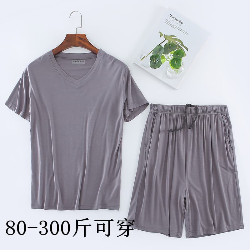 Men's Modal T-Shirt Set Short Sleeve Shorts Home Leisure Sports plus Size Sleepwear Summer Comfortable Breathable Cool
