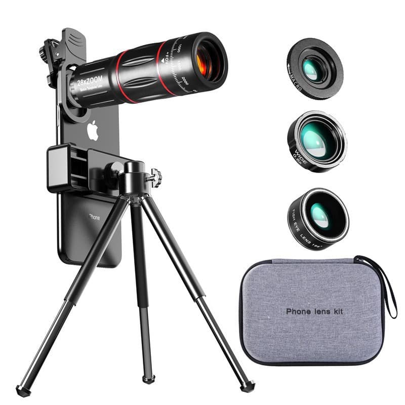 Phone Lens Kit: 28x Telephoto, HD Wide Angle, Macro, Fisheye