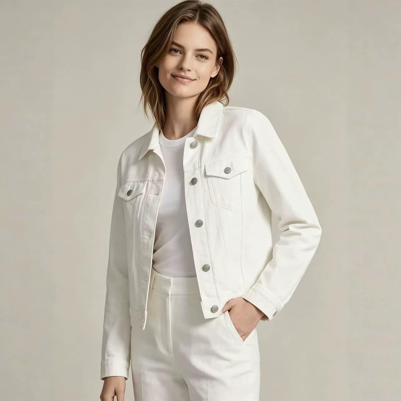 European and American cross-border source factory hot-selling casual fashion lapel jacket women's denim coat