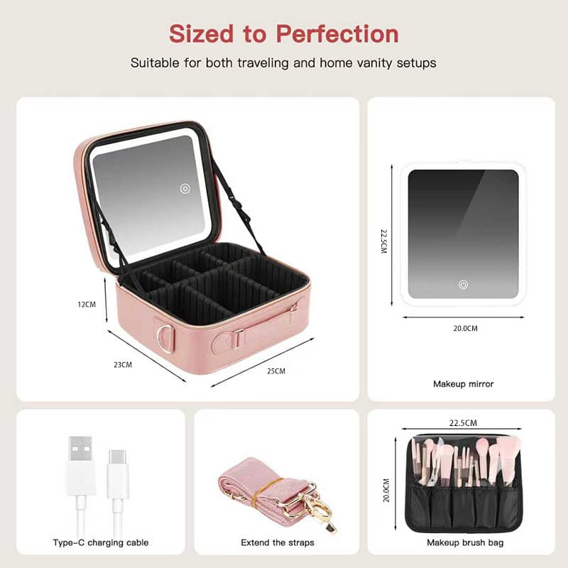 Cross-border Makeup Case with Mirror Simple High-end Makeup Artist Makeup Case Urban Simple Portable Makeup Case with Mirror and Light