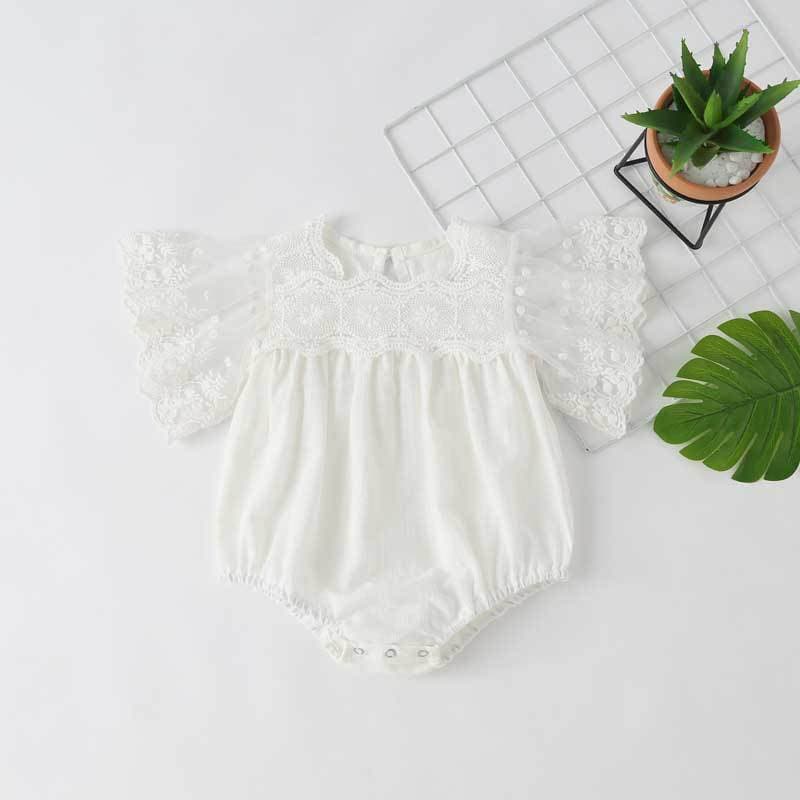 2023 Summer New Baby Girl Short Sleeve Lace Bodysuit Romper Infant Onesie INS